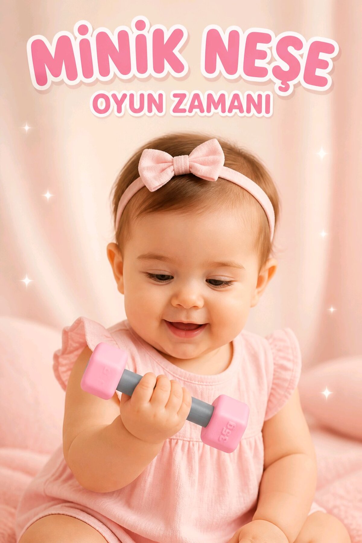 Bebek Çıngırağı Fitness Temalı Dumbell Oyuncak 14 cm Yenidoğan Baby Shower Hediyesi