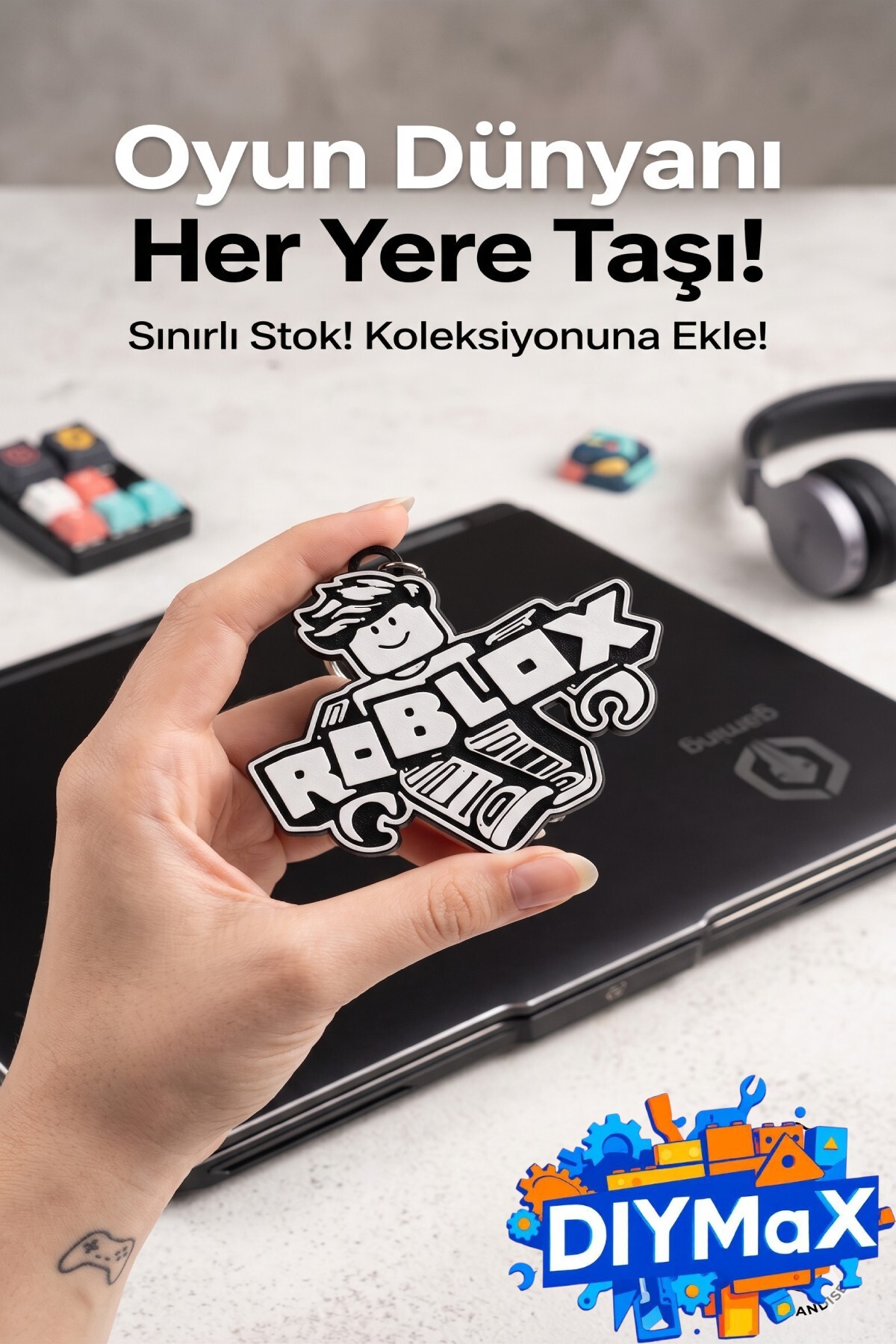 3'lü Oyun Temalı Anahtarlık Seti Robux Tasarımlı Hediyelik Aksesuar Seti