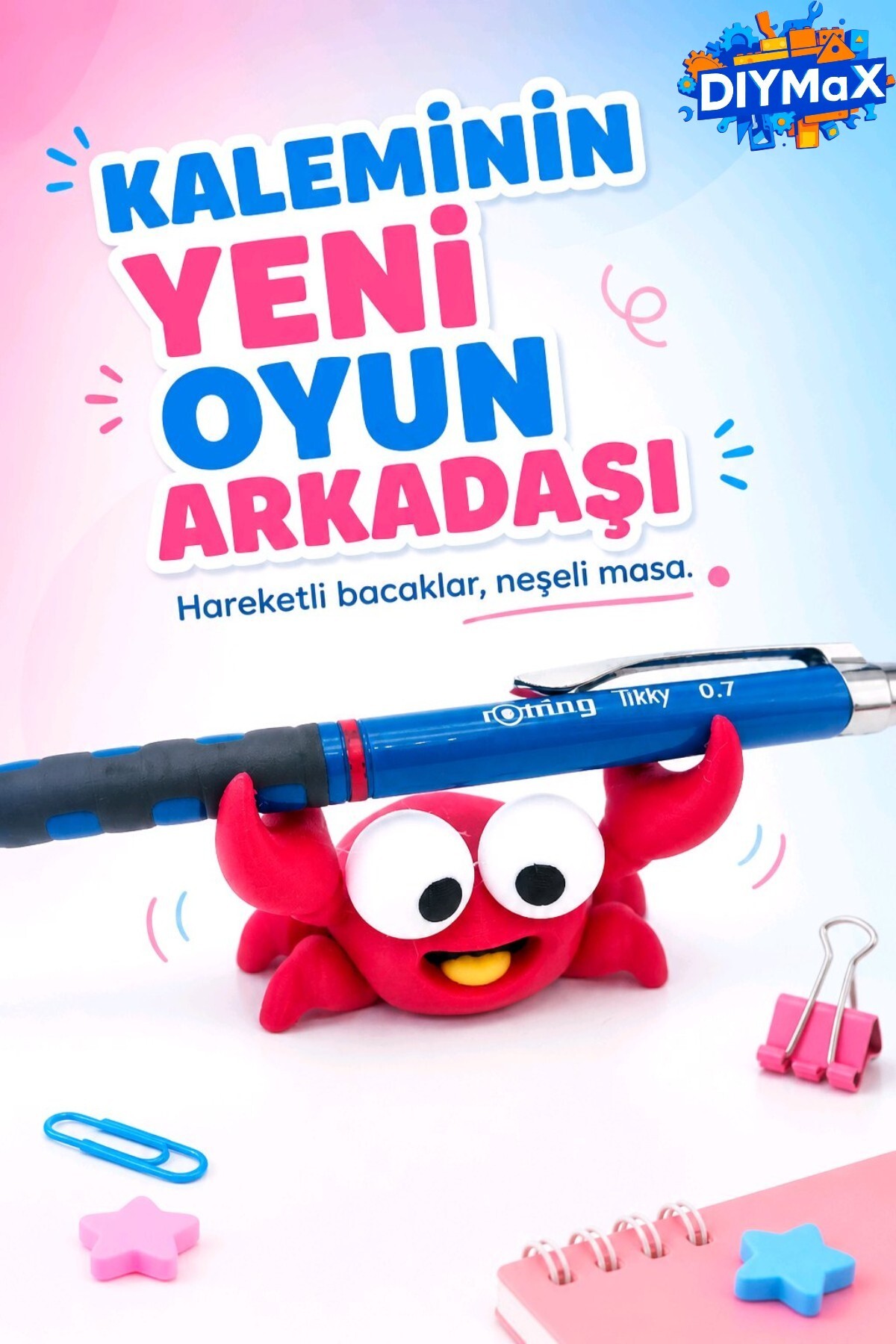 Sevimli Yengeç Kalem Fırça Tutucu 🦀 | Masa Aksesuarı | Ofis & Öğrenci Hediyesi | Dekor Süs
