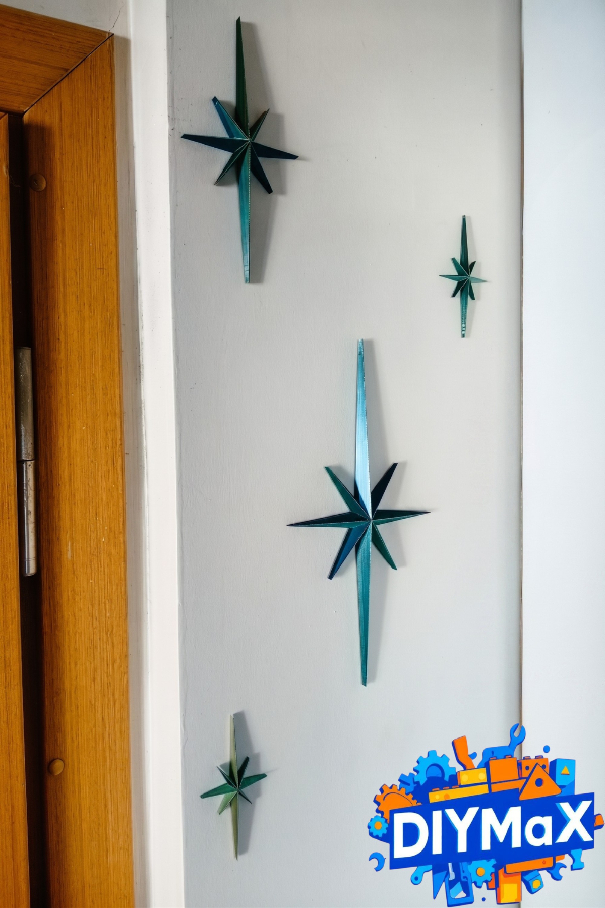 Yıldız Duvar Dekoru 4'lü Set | Mid-Century Modern Starburst Dekoratif Duvar Süsü