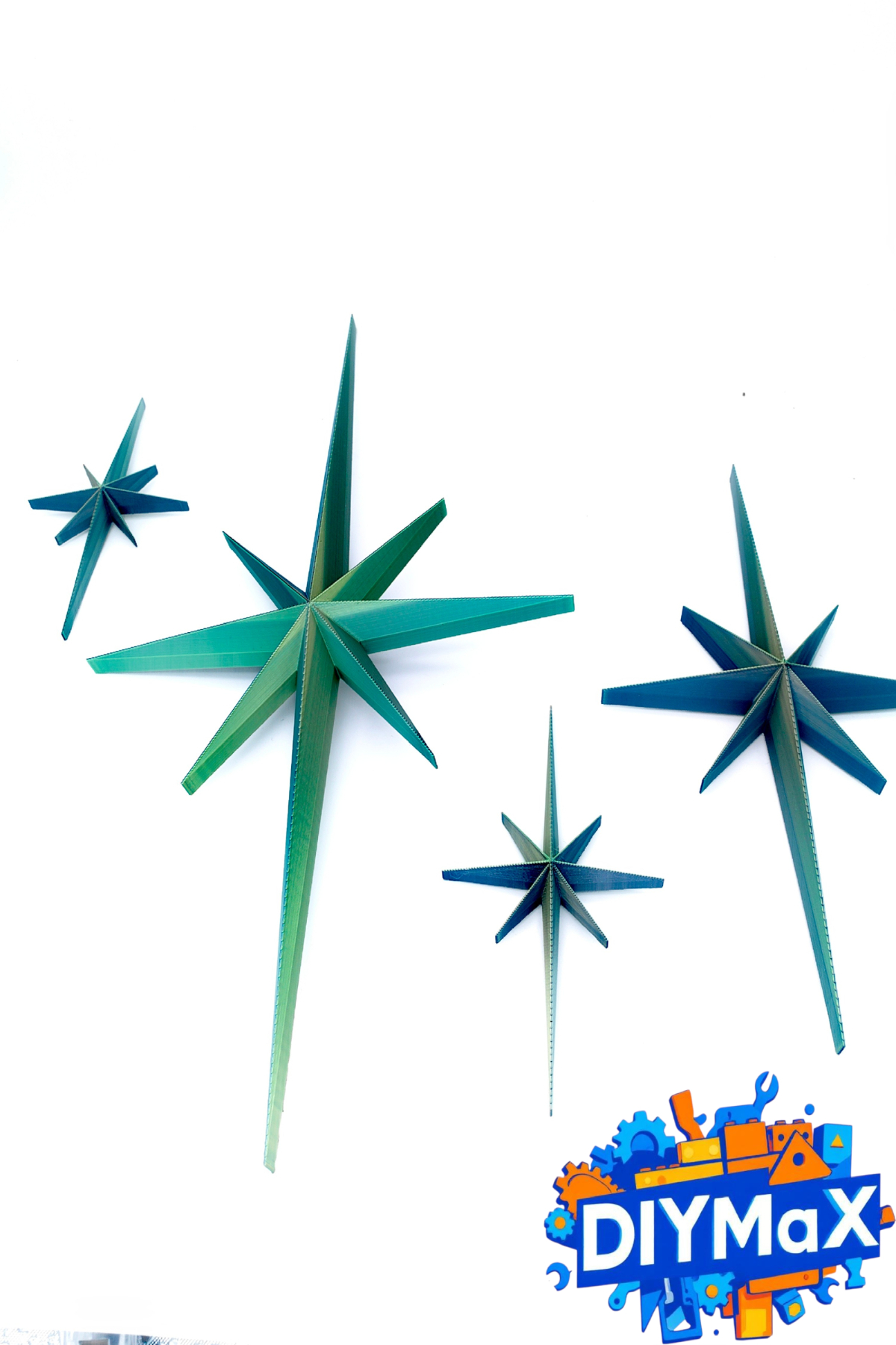 Yıldız Duvar Dekoru 4'lü Set | Mid-Century Modern Starburst Dekoratif Duvar Süsü