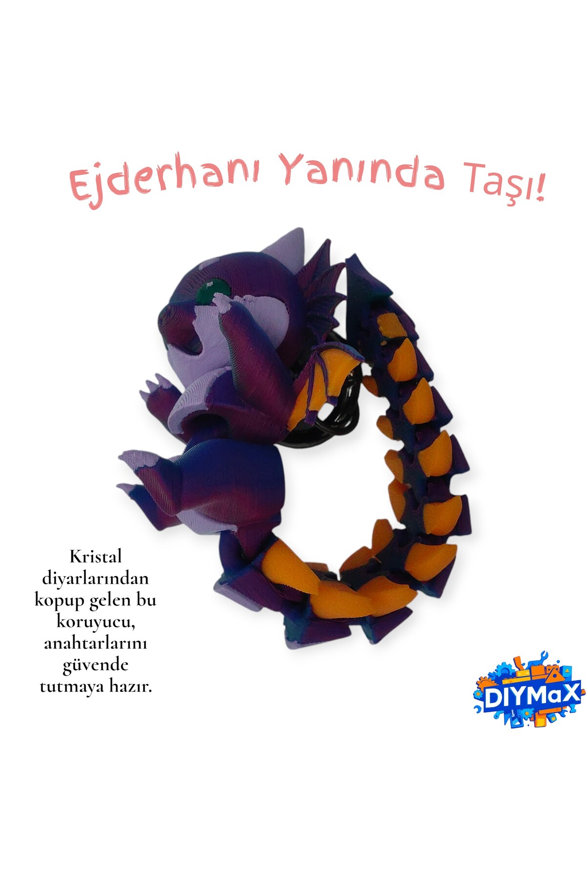 Gökkuşağı Ejderhası: Hareketli Bebek Ejderha Anahtarlık - Eğlenceli El Oyuncağı (15cm)