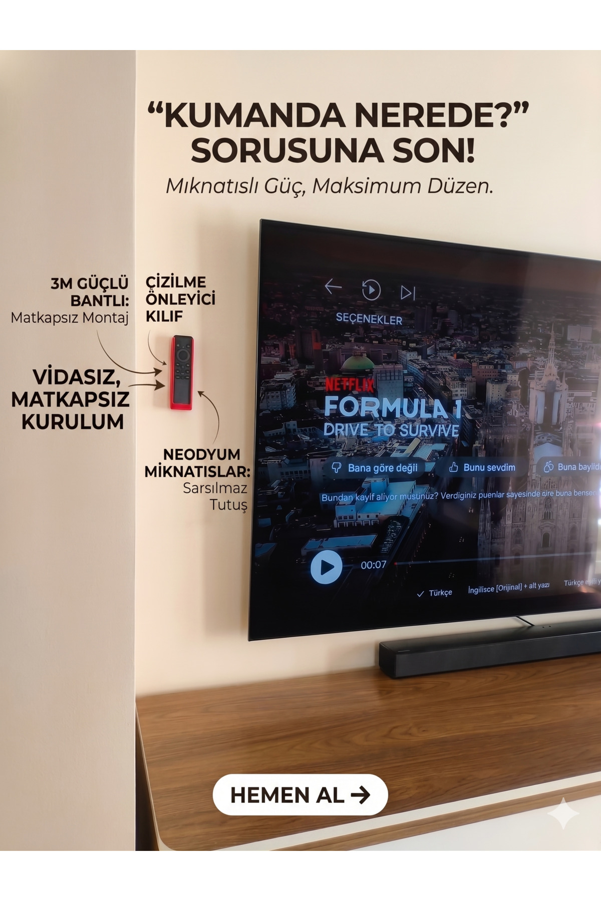 Samsung TM2360E Solar Kumanda Koruyucu Kılıf ve Duvar Askısı