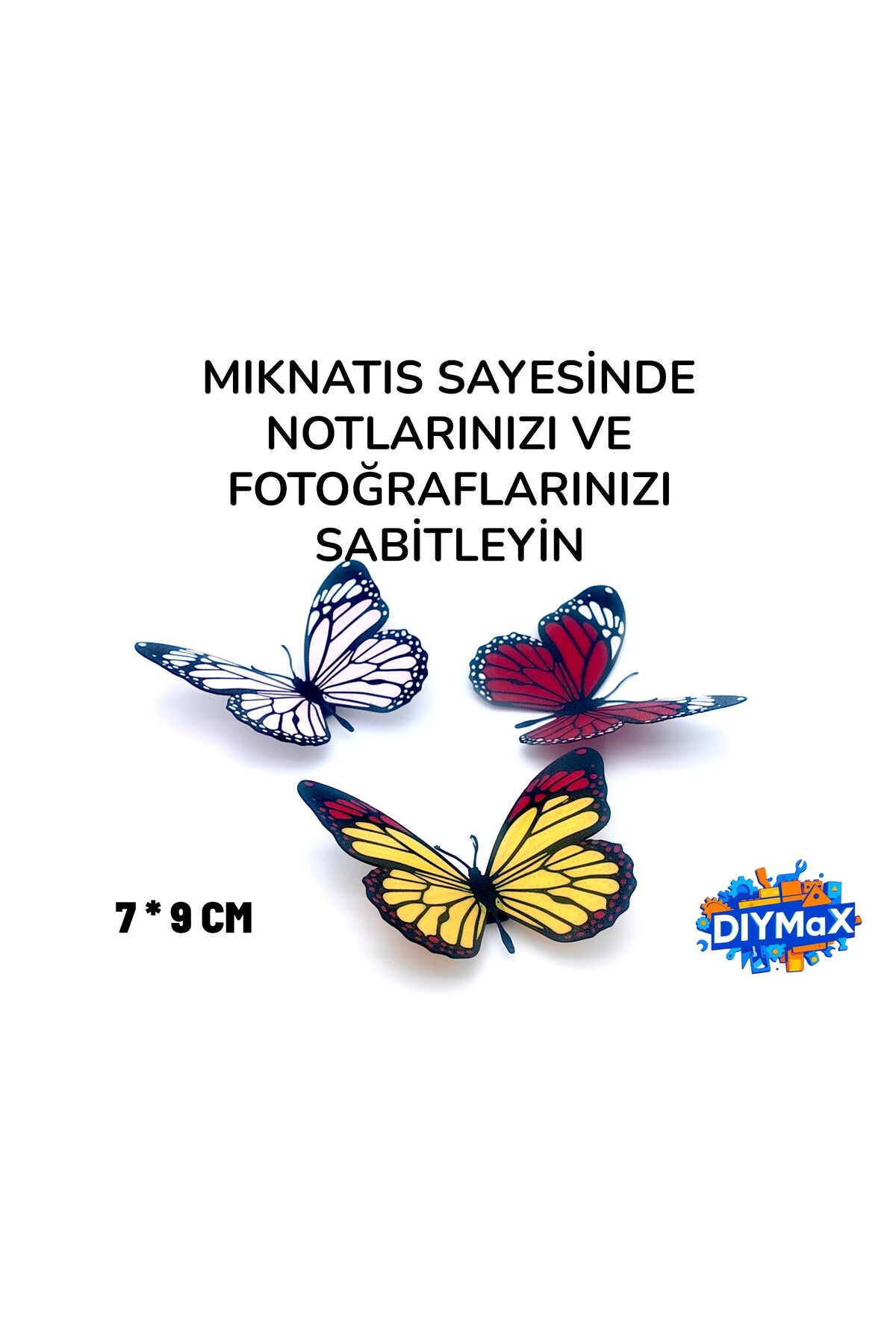 Kelebek Buzdolabı Magneti 3’lü Set – Dekoratif Renkli Kelebek Mıknatıslı Buzdolabı Süsü