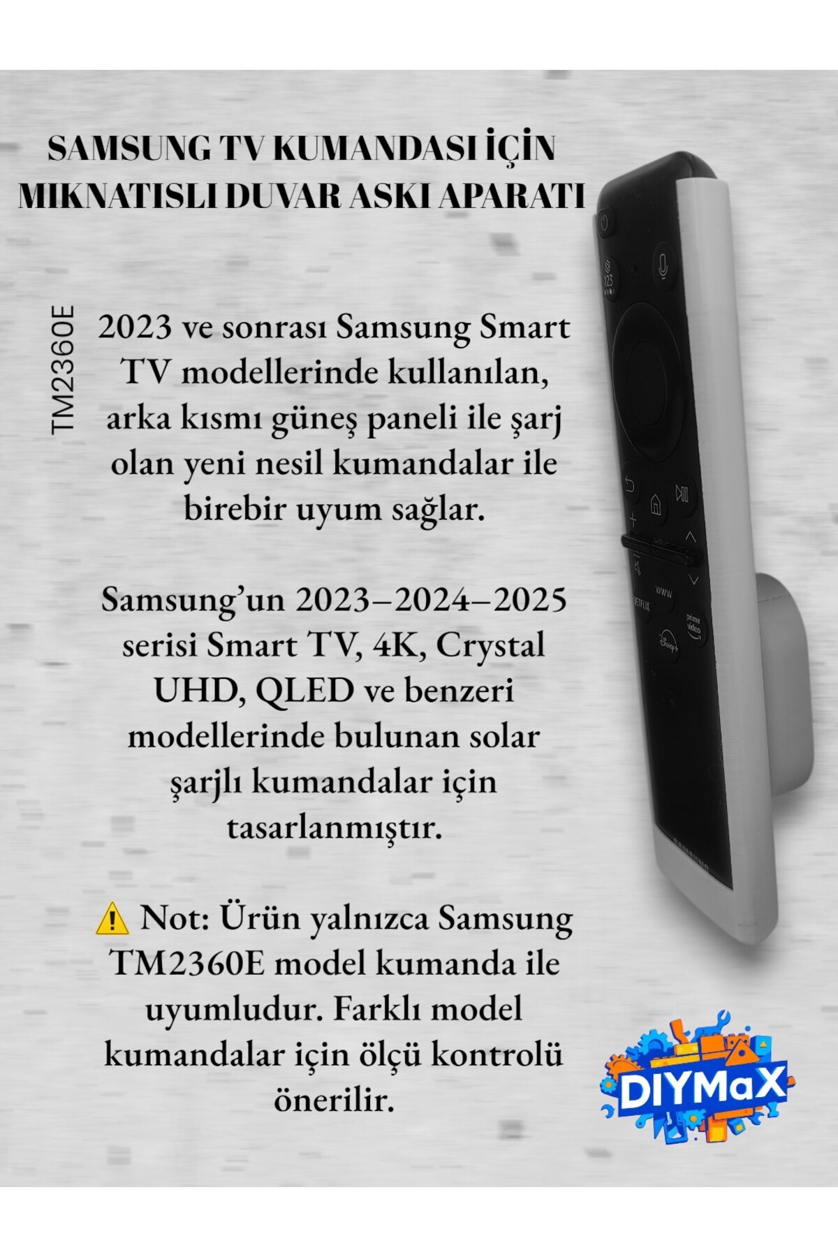 Samsung TM2360E Solar Kumanda Mıknatıslı Duvar Aparatı | 2023+ Uyumlu | 3M Bantlı | Çizilme Önleyici