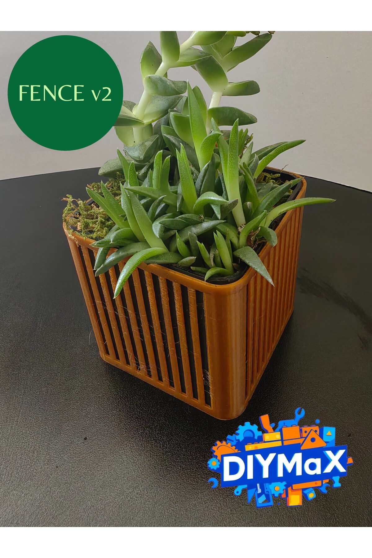 Fence V2 İç İçe Geçmeli 2 Parça Saksı & Organizer 8x8x8 cm Modern Dekoratif Masaüstü Tasarım