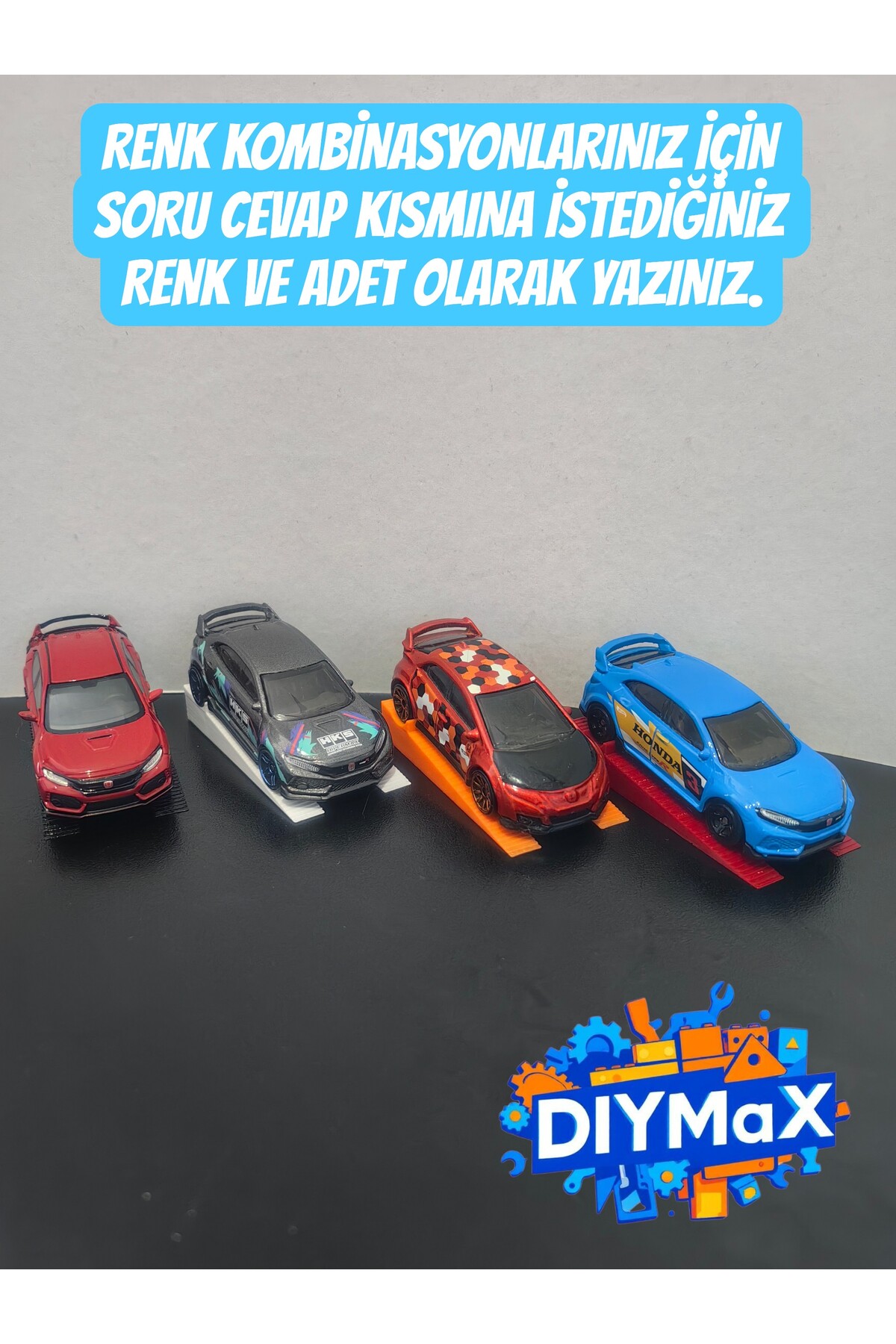 1/64 Ölçek Diecast Araba Rampa Standı – Koleksiyon Sergileme Platformu - 50 ADET