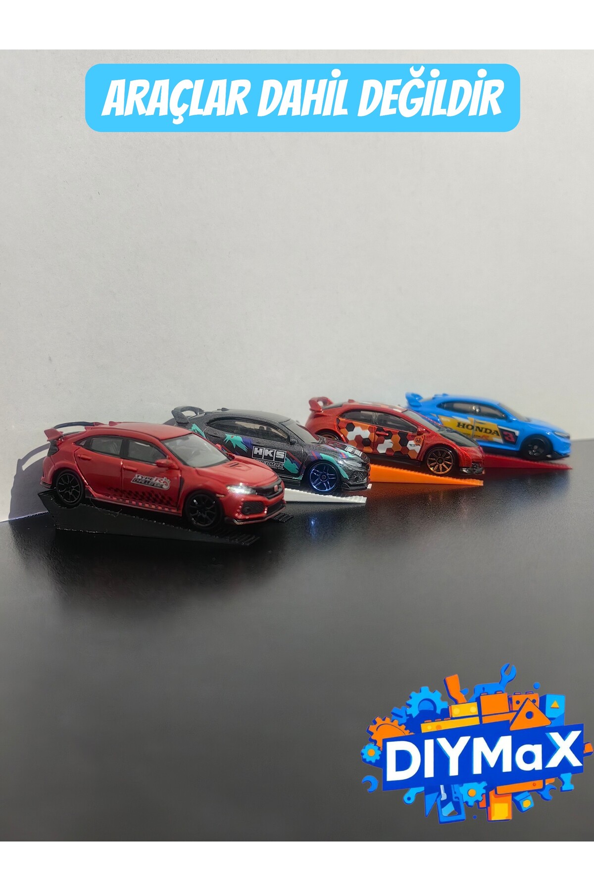 1/64 Ölçek Diecast Araba Rampa Standı 10'lu Set – Hot Wheels, Matchbox ve Mini GT Koleksiyon Sergileme Platformu