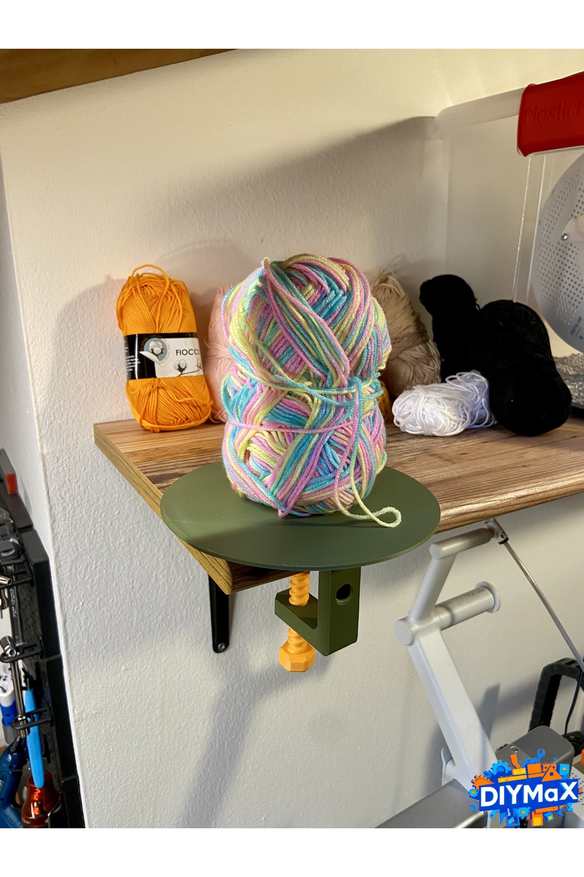 Pratik Dönen Yumak Tutucu Standı - Amigurumi, Tığ İşi ve Örgü İpi Düzenleyici Aparat - Sabitleyici