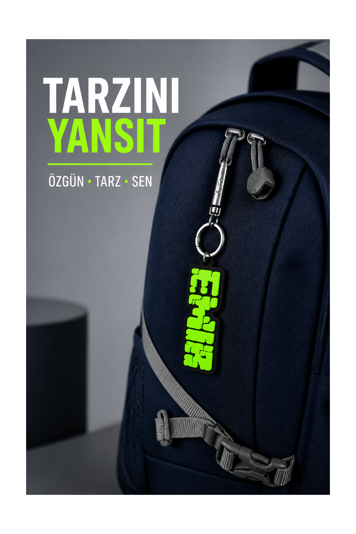 Kişiye Özel İsimli Anahtarlık - Minecraft Temalı Kalemlik,Okul ve Beslenme Çantası Süsü