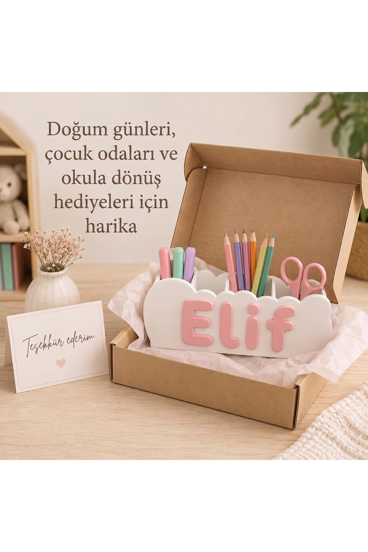 Kişiye Özel İsimli Masa Düzenleyici Kalemlik - Çocuk Odası Organizeri, Okula Dönüş Hediyesi