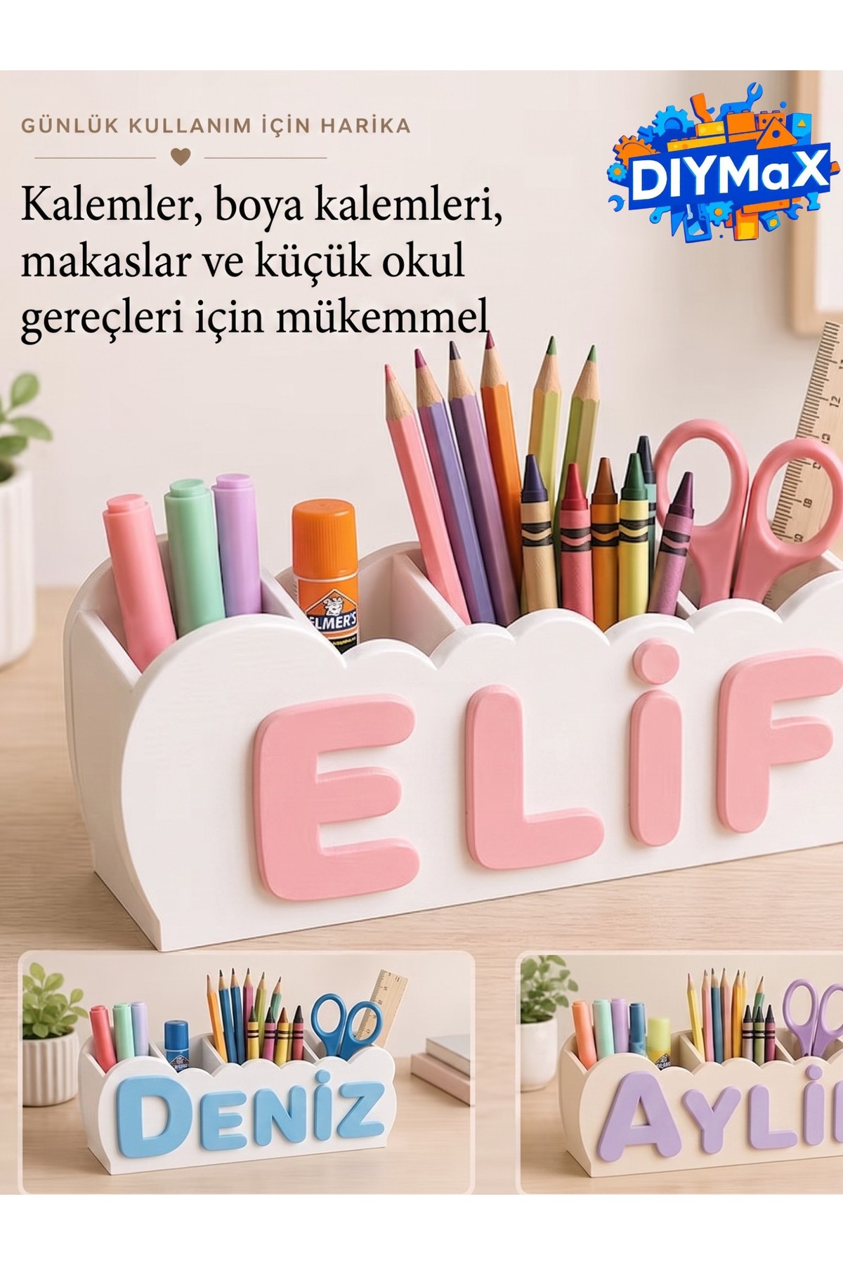 Kişiye Özel İsimli Masa Düzenleyici Kalemlik - Çocuk Odası Organizeri, Okula Dönüş Hediyesi