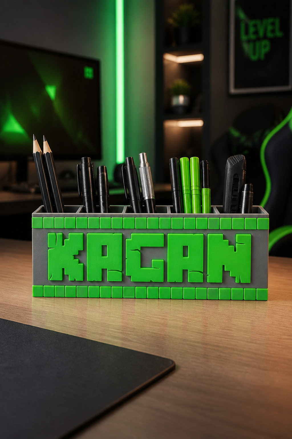 İsme Özel Minecraft Temalı Kalem Kutusu - Kişiselleştirilmiş Okul Kalemliği